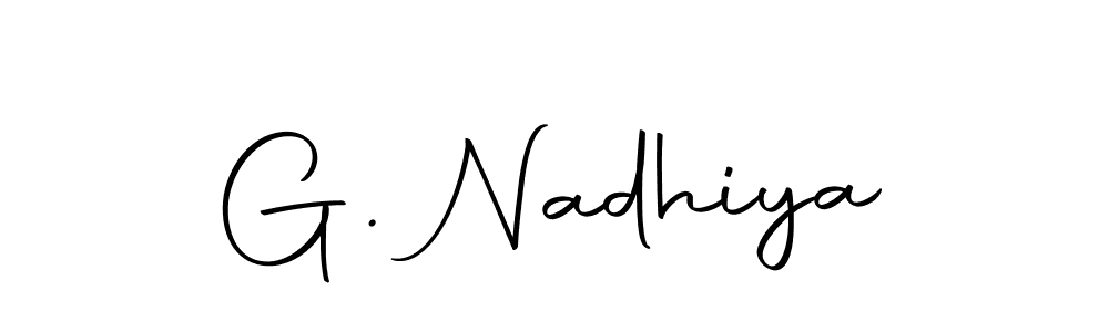 The best way (Autography-DOLnW) to make a short signature is to pick only two or three words in your name. The name G. Nadhiya include a total of six letters. For converting this name. G. Nadhiya signature style 10 images and pictures png