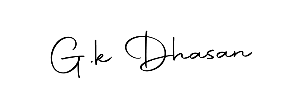 Create a beautiful signature design for name G.k Dhasan. With this signature (Autography-DOLnW) fonts, you can make a handwritten signature for free. G.k Dhasan signature style 10 images and pictures png