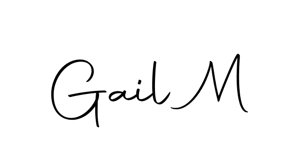 How to make Gail M name signature. Use Autography-DOLnW style for creating short signs online. This is the latest handwritten sign. Gail M signature style 10 images and pictures png