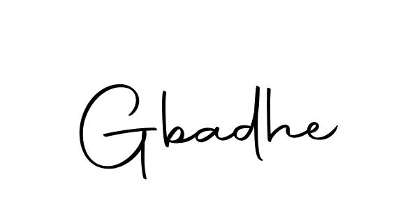 Use a signature maker to create a handwritten signature online. With this signature software, you can design (Autography-DOLnW) your own signature for name Gbadhe. Gbadhe signature style 10 images and pictures png