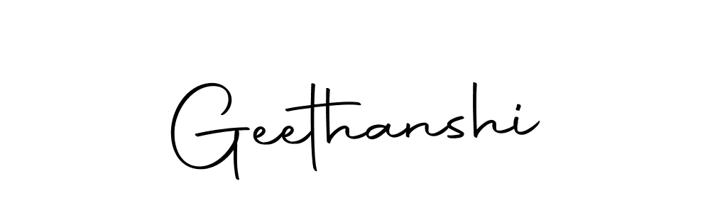 Create a beautiful signature design for name Geethanshi. With this signature (Autography-DOLnW) fonts, you can make a handwritten signature for free. Geethanshi signature style 10 images and pictures png
