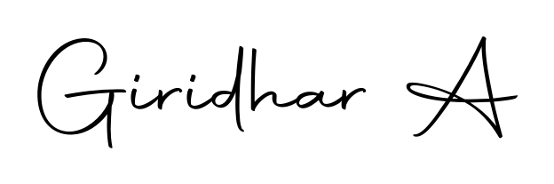 The Autography-DOLnW font transforms the name Giridhar A into an executive sign with sharp precision and distinguished character. Giridhar A signature style 10 images and pictures png
