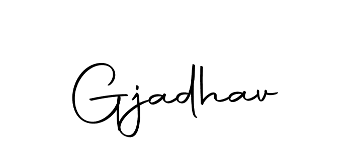 How to make Gjadhav name signature. Use Autography-DOLnW style for creating short signs online. This is the latest handwritten sign. Gjadhav signature style 10 images and pictures png