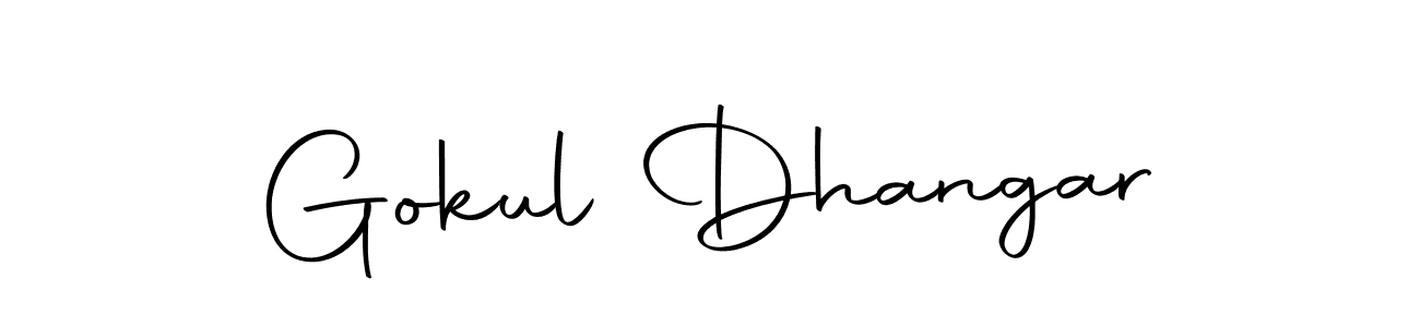 How to make Gokul Dhangar name signature. Use Autography-DOLnW style for creating short signs online. This is the latest handwritten sign. Gokul Dhangar signature style 10 images and pictures png