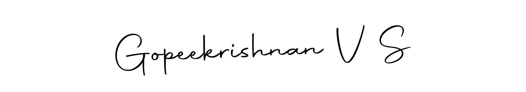 Use a signature maker to create a handwritten signature online. With this signature software, you can design (Autography-DOLnW) your own signature for name Gopeekrishnan V S. Gopeekrishnan V S signature style 10 images and pictures png