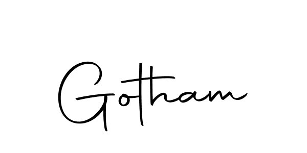 Design your own signature with our free online signature maker. With this signature software, you can create a handwritten (Autography-DOLnW) signature for name Gotham. Gotham signature style 10 images and pictures png