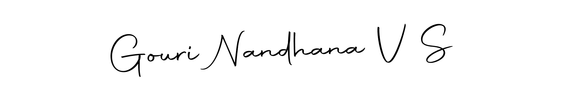 You should practise on your own different ways (Autography-DOLnW) to write your name (Gouri Nandhana V S) in signature. don't let someone else do it for you. Gouri Nandhana V S signature style 10 images and pictures png
