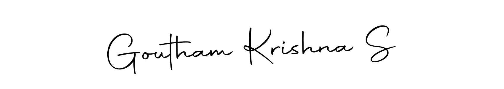You should practise on your own different ways (Autography-DOLnW) to write your name (Goutham Krishna S) in signature. don't let someone else do it for you. Goutham Krishna S signature style 10 images and pictures png