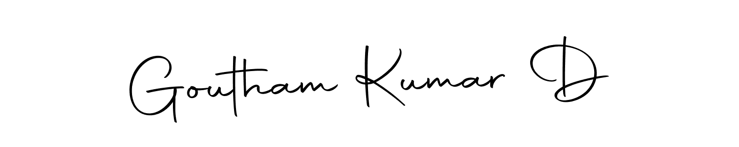 Use a signature maker to create a handwritten signature online. With this signature software, you can design (Autography-DOLnW) your own signature for name Goutham Kumar D. Goutham Kumar D signature style 10 images and pictures png