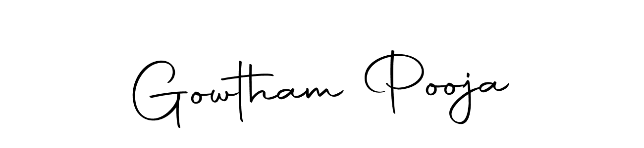 The best way (Autography-DOLnW) to make a short signature is to pick only two or three words in your name. The name Gowtham Pooja include a total of six letters. For converting this name. Gowtham Pooja signature style 10 images and pictures png