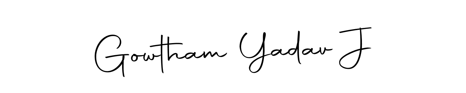 How to make Gowtham Yadav J name signature. Use Autography-DOLnW style for creating short signs online. This is the latest handwritten sign. Gowtham Yadav J signature style 10 images and pictures png