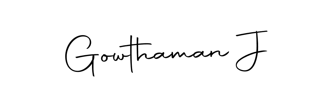 Use a signature maker to create a handwritten signature online. With this signature software, you can design (Autography-DOLnW) your own signature for name Gowthaman J. Gowthaman J signature style 10 images and pictures png