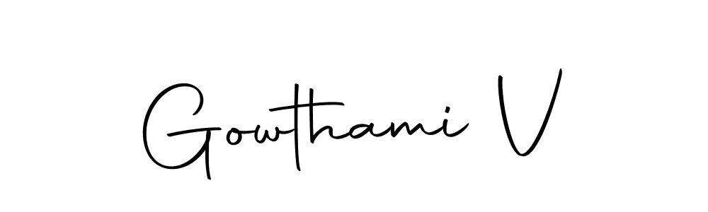 Design your own signature with our free online signature maker. With this signature software, you can create a handwritten (Autography-DOLnW) signature for name Gowthami V. Gowthami V signature style 10 images and pictures png