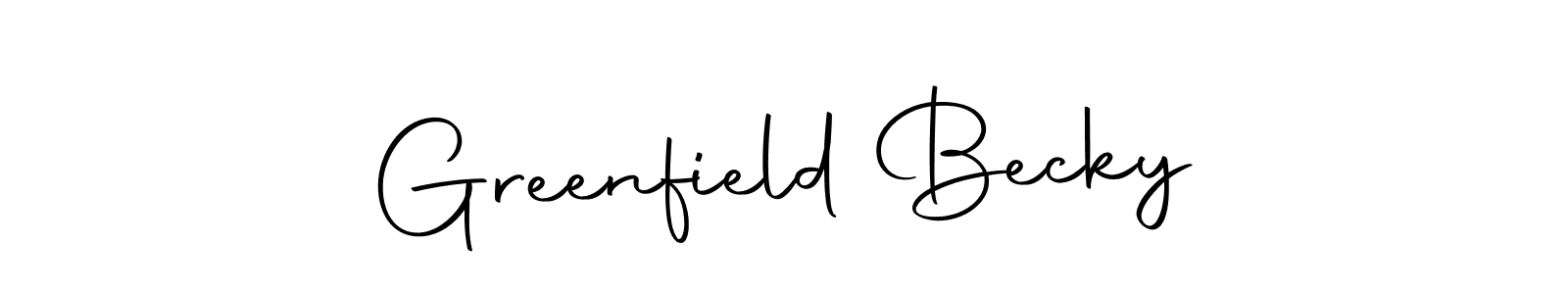 How to make Greenfield Becky name signature. Use Autography-DOLnW style for creating short signs online. This is the latest handwritten sign. Greenfield Becky signature style 10 images and pictures png