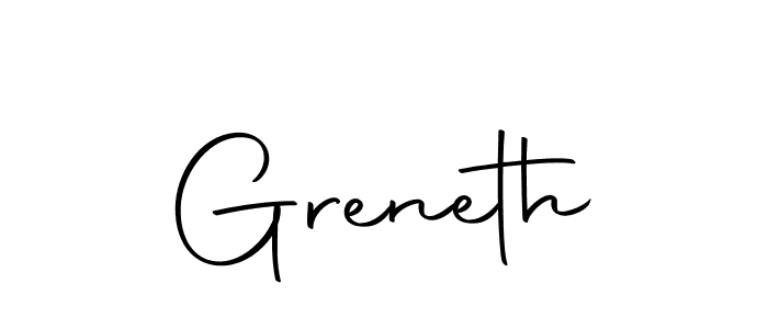 How to make Greneth name signature. Use Autography-DOLnW style for creating short signs online. This is the latest handwritten sign. Greneth signature style 10 images and pictures png