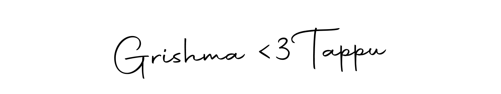 You can use this online signature creator to create a handwritten signature for the name Grishma <3 Tappu. This is the best online autograph maker. Grishma <3 Tappu signature style 10 images and pictures png