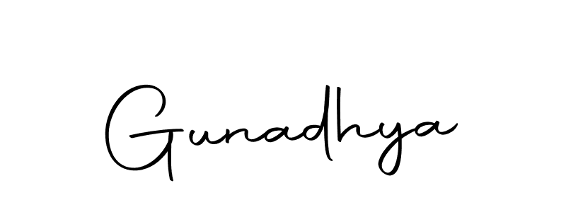 Design your own signature with our free online signature maker. With this signature software, you can create a handwritten (Autography-DOLnW) signature for name Gunadhya. Gunadhya signature style 10 images and pictures png