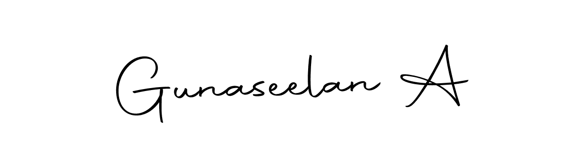 The best way (Autography-DOLnW) to make a short signature is to pick only two or three words in your name. The name Gunaseelan A include a total of six letters. For converting this name. Gunaseelan A signature style 10 images and pictures png