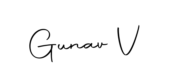 You should practise on your own different ways (Autography-DOLnW) to write your name (Gunav V) in signature. don't let someone else do it for you. Gunav V signature style 10 images and pictures png