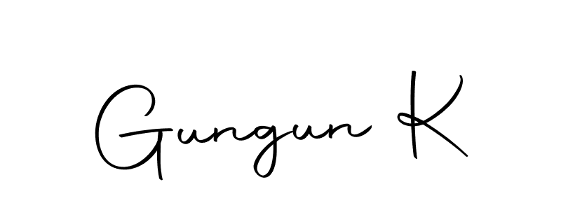The best way (Autography-DOLnW) to make a short signature is to pick only two or three words in your name. The name Gungun K include a total of six letters. For converting this name. Gungun K signature style 10 images and pictures png
