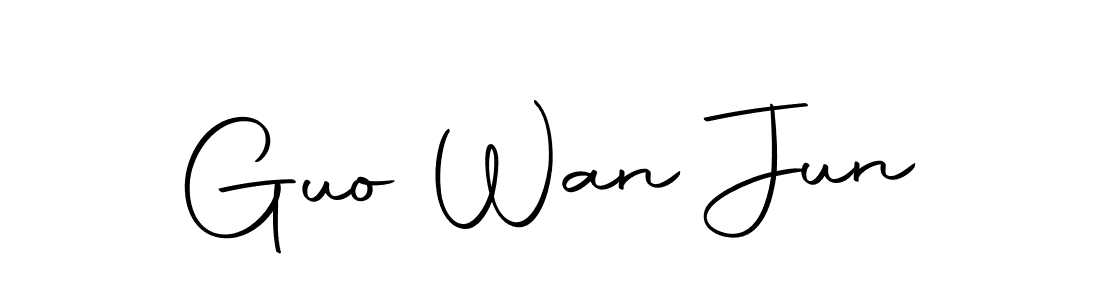 This is the best signature style for the Guo Wan Jun name. Also you like these signature font (Autography-DOLnW). Mix name signature. Guo Wan Jun signature style 10 images and pictures png