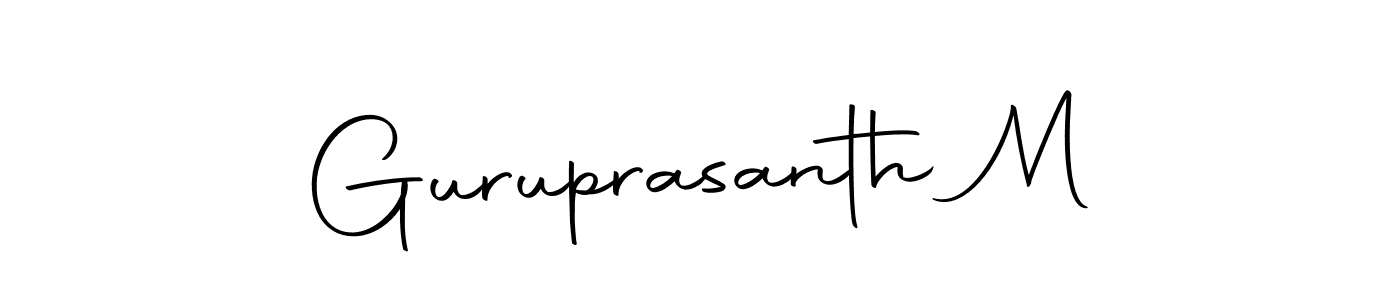 How to make Guruprasanth M name signature. Use Autography-DOLnW style for creating short signs online. This is the latest handwritten sign. Guruprasanth M signature style 10 images and pictures png