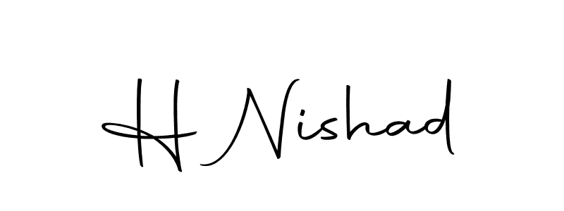 Use a signature maker to create a handwritten signature online. With this signature software, you can design (Autography-DOLnW) your own signature for name H Nishad. H Nishad signature style 10 images and pictures png