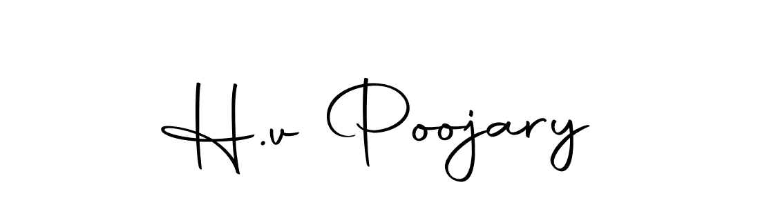 How to make H.v Poojary name signature. Use Autography-DOLnW style for creating short signs online. This is the latest handwritten sign. H.v Poojary signature style 10 images and pictures png