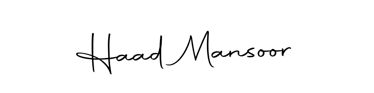 Use a signature maker to create a handwritten signature online. With this signature software, you can design (Autography-DOLnW) your own signature for name Haad Mansoor. Haad Mansoor signature style 10 images and pictures png