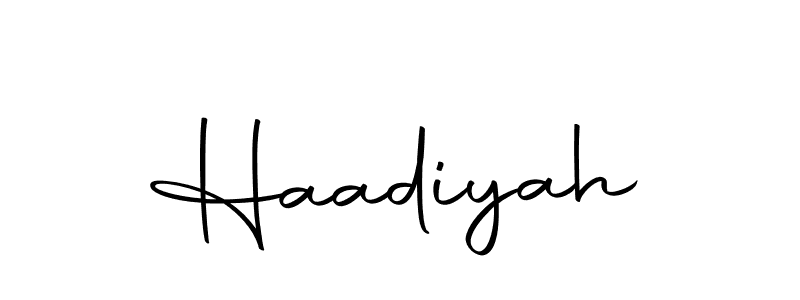 Design your own signature with our free online signature maker. With this signature software, you can create a handwritten (Autography-DOLnW) signature for name Haadiyah. Haadiyah signature style 10 images and pictures png