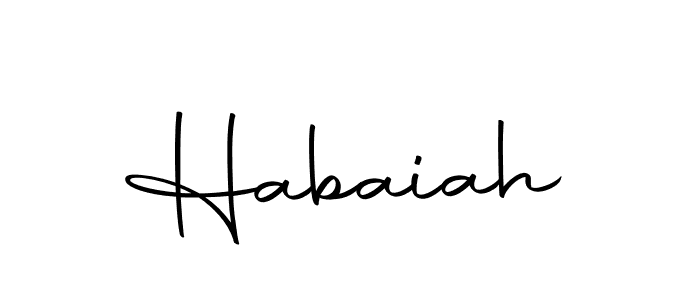 Design your own signature with our free online signature maker. With this signature software, you can create a handwritten (Autography-DOLnW) signature for name Habaiah. Habaiah signature style 10 images and pictures png