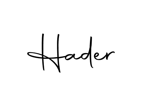 Create a beautiful signature design for name Hader. With this signature (Autography-DOLnW) fonts, you can make a handwritten signature for free. Hader signature style 10 images and pictures png