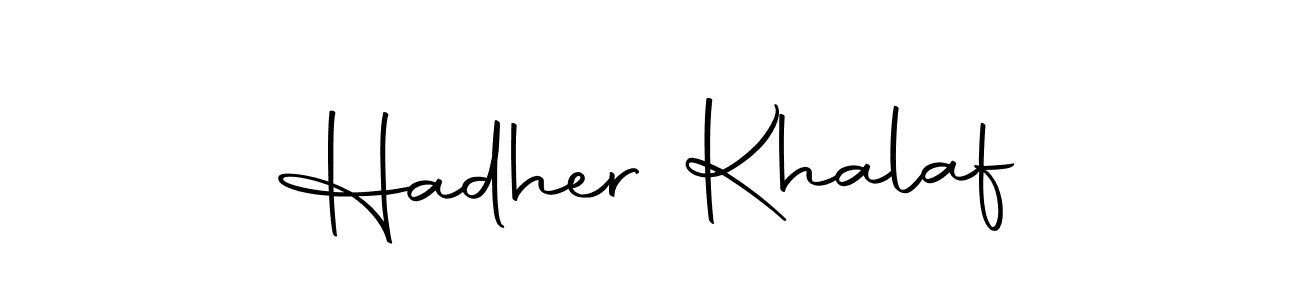 You should practise on your own different ways (Autography-DOLnW) to write your name (Hadher Khalaf) in signature. don't let someone else do it for you. Hadher Khalaf signature style 10 images and pictures png