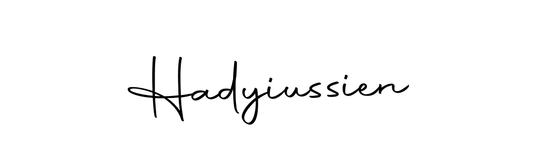 You should practise on your own different ways (Autography-DOLnW) to write your name (Hadyiussien) in signature. don't let someone else do it for you. Hadyiussien signature style 10 images and pictures png