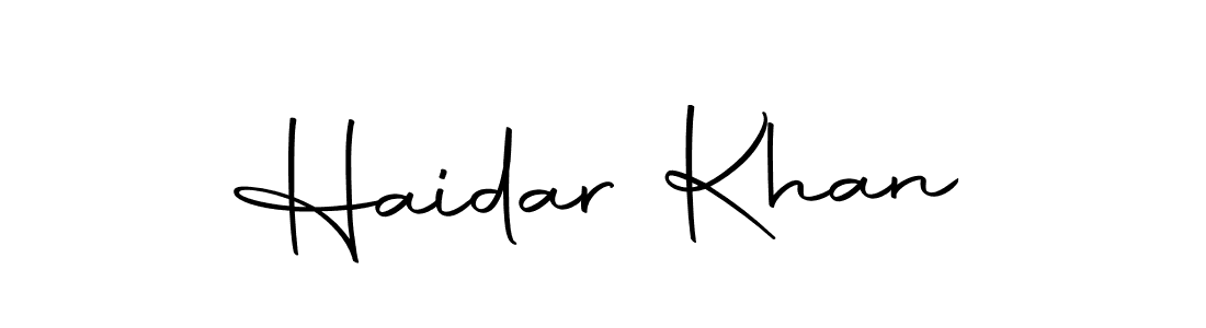 Design your own signature with our free online signature maker. With this signature software, you can create a handwritten (Autography-DOLnW) signature for name Haidar Khan. Haidar Khan signature style 10 images and pictures png