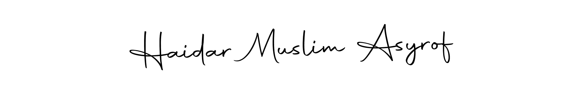 Similarly Autography-DOLnW is the best handwritten signature design. Signature creator online .You can use it as an online autograph creator for name Haidar Muslim Asyrof. Haidar Muslim Asyrof signature style 10 images and pictures png
