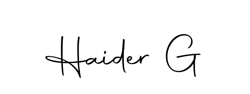 It looks lik you need a new signature style for name Haider G. Design unique handwritten (Autography-DOLnW) signature with our free signature maker in just a few clicks. Haider G signature style 10 images and pictures png