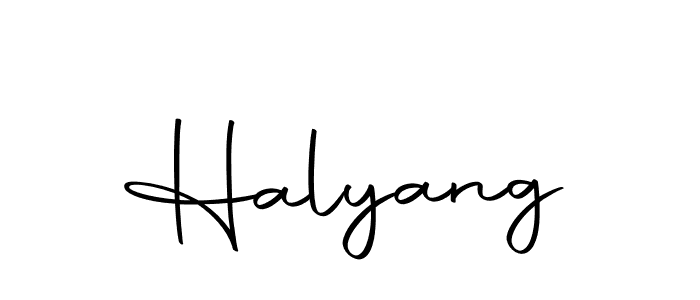 Design your own signature with our free online signature maker. With this signature software, you can create a handwritten (Autography-DOLnW) signature for name Halyang. Halyang signature style 10 images and pictures png