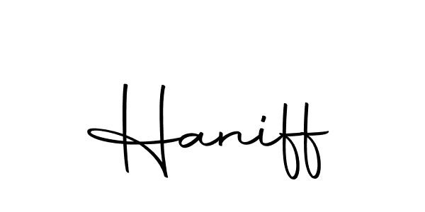 Use a signature maker to create a handwritten signature online. With this signature software, you can design (Autography-DOLnW) your own signature for name Haniff. Haniff signature style 10 images and pictures png