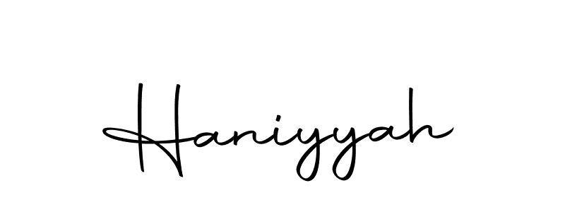 Make a beautiful signature design for name Haniyyah. With this signature (Autography-DOLnW) style, you can create a handwritten signature for free. Haniyyah signature style 10 images and pictures png