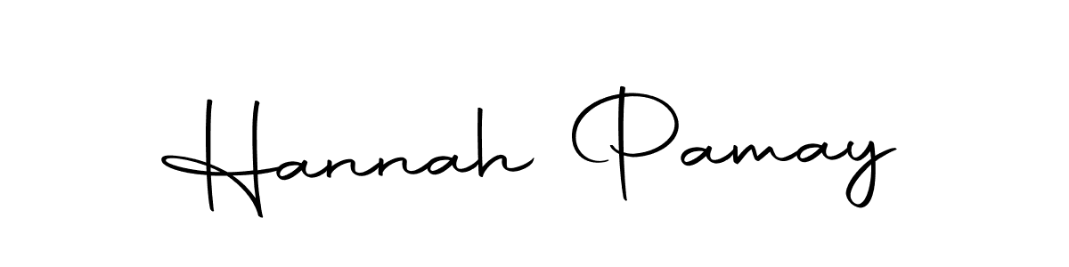 How to make Hannah Pamay name signature. Use Autography-DOLnW style for creating short signs online. This is the latest handwritten sign. Hannah Pamay signature style 10 images and pictures png