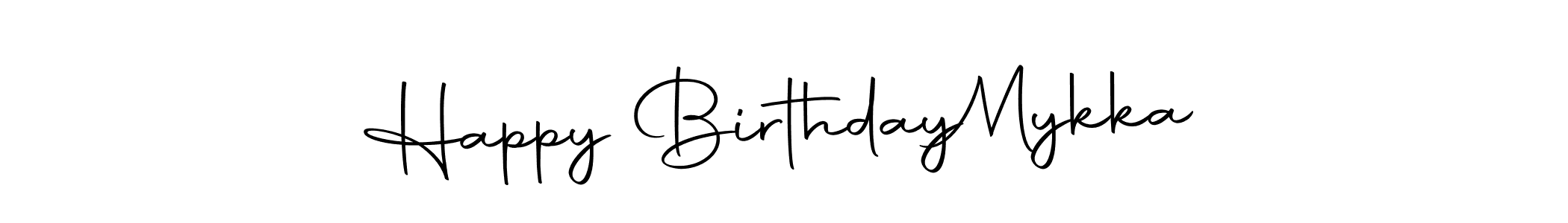 This is the best signature style for the Happy Birthday  Mykka name. Also you like these signature font (Autography-DOLnW). Mix name signature. Happy Birthday  Mykka signature style 10 images and pictures png