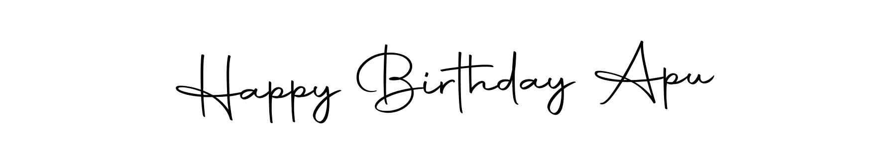 Use a signature maker to create a handwritten signature online. With this signature software, you can design (Autography-DOLnW) your own signature for name Happy Birthday Apu. Happy Birthday Apu signature style 10 images and pictures png