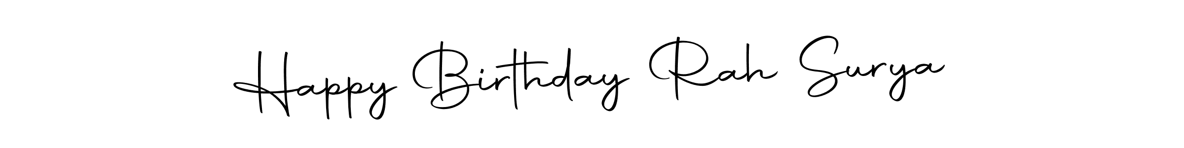 Autography-DOLnW is a professional signature style that is perfect for those who want to add a touch of class to their signature. It is also a great choice for those who want to make their signature more unique. Get Happy Birthday Rah Surya name to fancy signature for free. Happy Birthday Rah Surya signature style 10 images and pictures png
