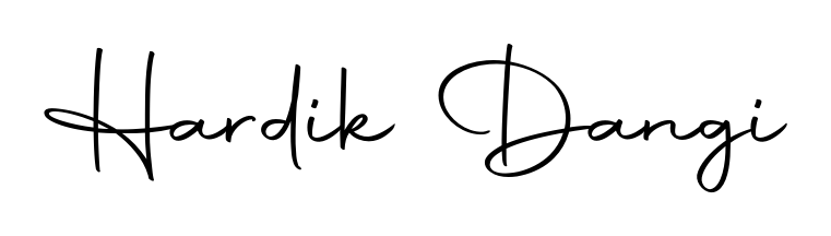The Autography-DOLnW typeface gives name Hardik Dangi a refined look. Suitable for certificates, diplomas, and official verification. Hardik Dangi signature style 10 images and pictures png