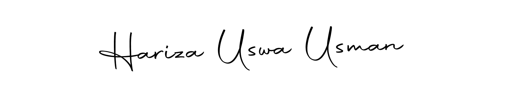 How to make Hariza Uswa Usman name signature. Use Autography-DOLnW style for creating short signs online. This is the latest handwritten sign. Hariza Uswa Usman signature style 10 images and pictures png