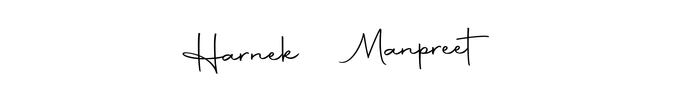 How to make Harnek ❤️ Manpreet name signature. Use Autography-DOLnW style for creating short signs online. This is the latest handwritten sign. Harnek ❤️ Manpreet signature style 10 images and pictures png