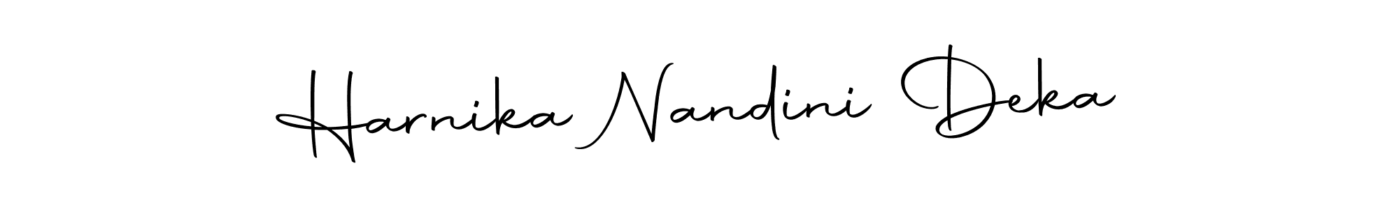 How to make Harnika Nandini Deka name signature. Use Autography-DOLnW style for creating short signs online. This is the latest handwritten sign. Harnika Nandini Deka signature style 10 images and pictures png
