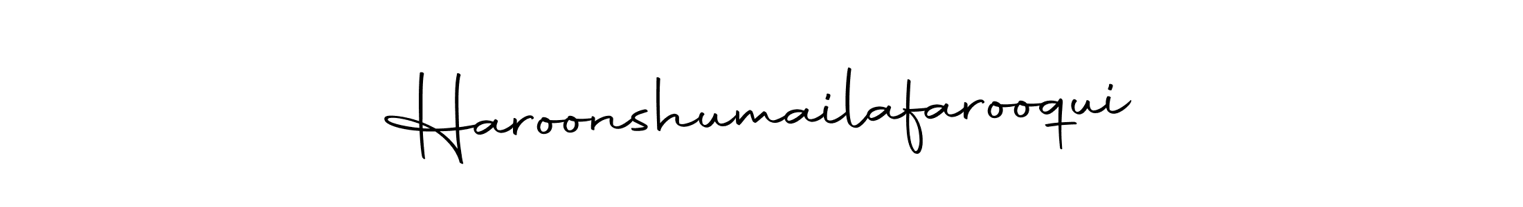 How to make Haroonshumailafarooqui name signature. Use Autography-DOLnW style for creating short signs online. This is the latest handwritten sign. Haroonshumailafarooqui signature style 10 images and pictures png