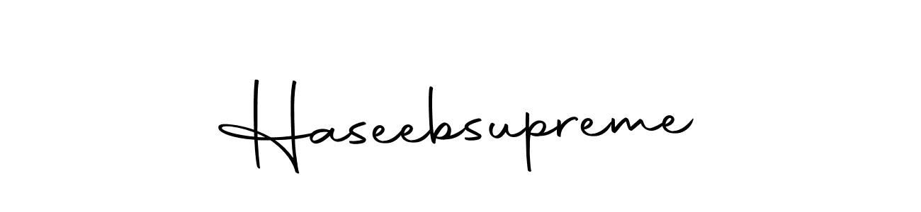 Design your own signature with our free online signature maker. With this signature software, you can create a handwritten (Autography-DOLnW) signature for name Haseebsupreme. Haseebsupreme signature style 10 images and pictures png